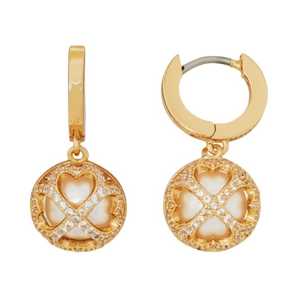 KATE SPADE • Something Sparkly Spade Pearl Huggies Earrings - Picture 5 of 7